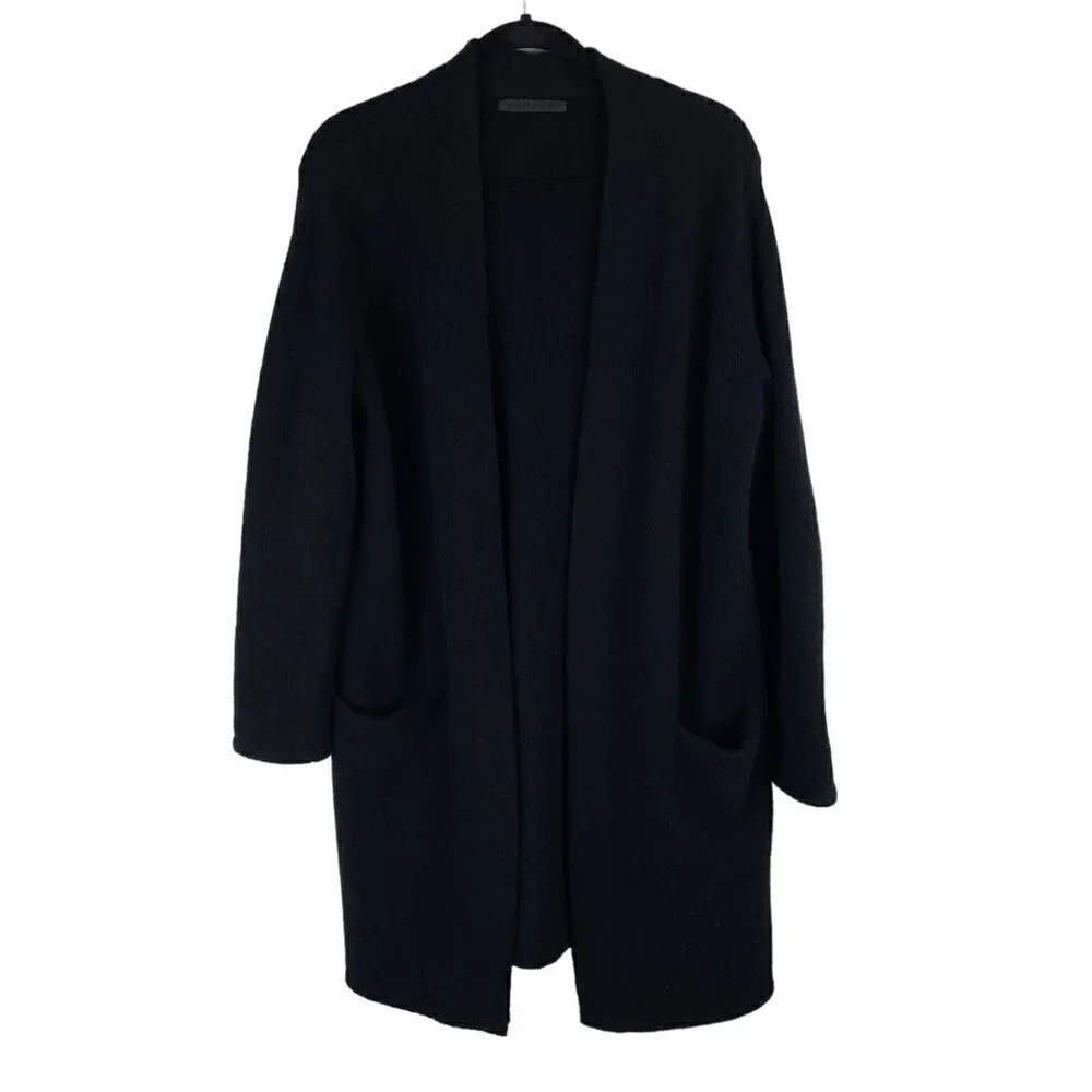 Jenni Kayne Merino Wool Blend Open Front Cardigan Sweater Coat Black Size S - Picture 2 of 8